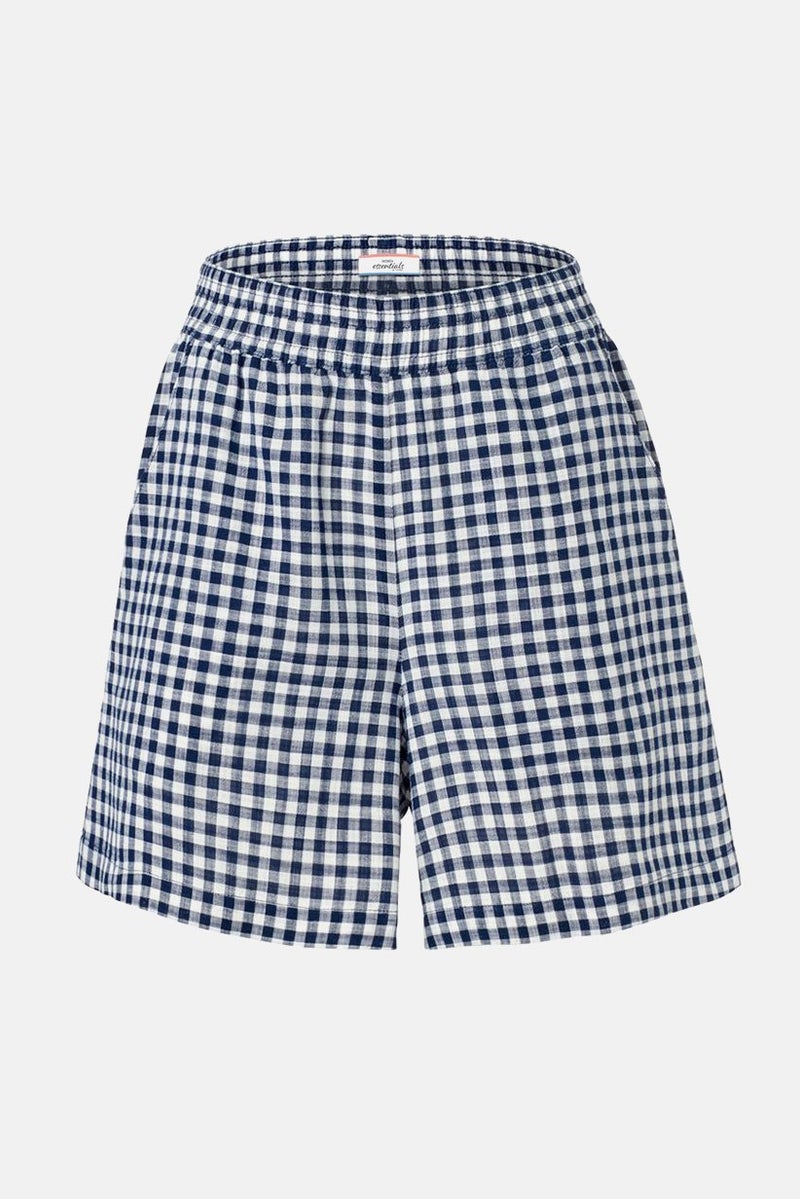 Tchibo Women Checkered Pull On Shorts, White - Image 3